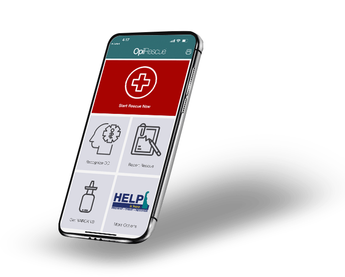 OpiRescue app displayed on a mobile device